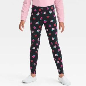 Cat & Jack Girls’ Floral Leggings - Black